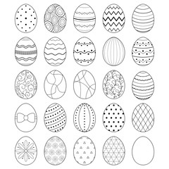 Easter eggs Vector illustration. Black and white