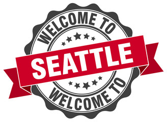 Obraz premium Seattle round ribbon seal