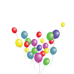 Balloons group isolated vector graphic design. Greeting card background. Colorful helium flying balloons isolated on transparent background bunch, group of party decor objects.