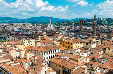 Fototapeta na wymiar A view on the tile roofs of Florence
