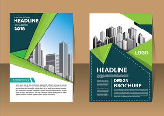 Fototapeta premium Brochure design, cover modern layout, annual report, poster, flyer in A4 with colorful triangles, geometric shapes for tech, science, market with light background