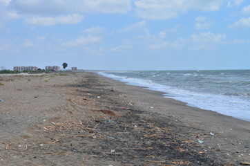 pollution of the nature of the ocean, violation of ecology, rubbish plastic environmental damage
