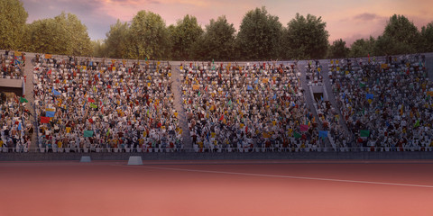 Stands with fans. 3D illustration. Professional athletics stadium © Alex