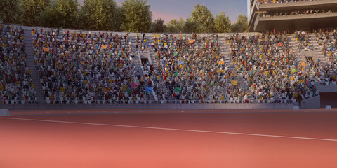 Stands with fans. 3D illustration. Professional athletics stadium © Alex