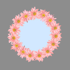 Round frame wreath of chrysanthemum flowers.