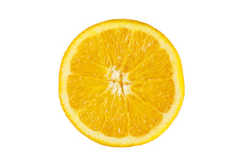 Slice of fresh orange isolated on white background