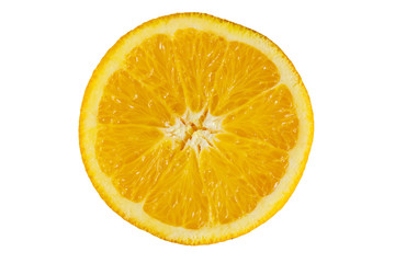 Slice of fresh orange isolated on white background