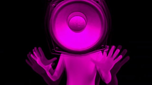 alien speaker audio music raver man cartoon party