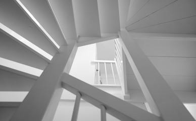 Black and white staircase in empty home