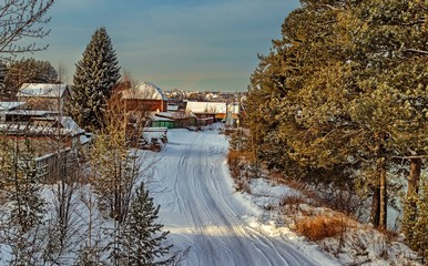 winter landscape with river and trees