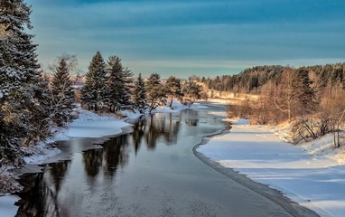 winter landscape with river and trees