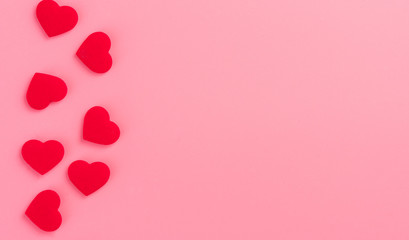 Giving present and celebration concept at Valentine's day, anniversary, mother's day and birthday surprise on pink background, copyspace, topview