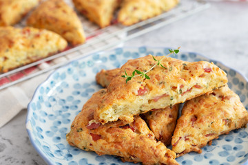 breakfast and brunch homemade fresh baked ham cheese scones