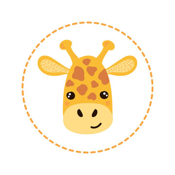 Giraffe head drawing vector 