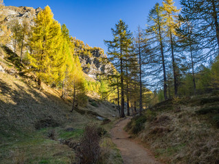 Fototapeta na wymiar Hiking Path to Crampiolo in Alpe Veglia and Alpe Devero Natural Park