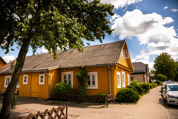 Fototapeta na wymiar Traditional Karaim houses in Trakai, Lithuania