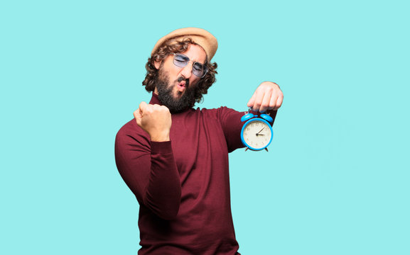 French artist with a beret with a clock