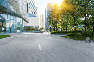 Fototapeta premium Highway and Modern Urban Architecture in Qiantang River New Town, Hangzhou, China
