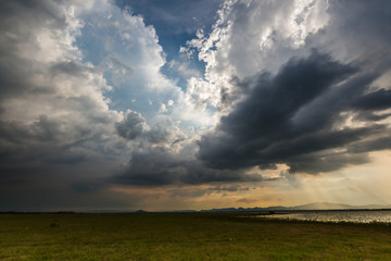 Obraz premium Storm clouds with the rain, nature background