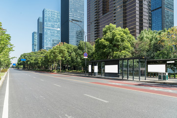 Highway and Modern Urban Architecture in Qiantang River New Town, Hangzhou, China