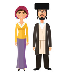 Jewish couple  traditional clothes hasid rabbi rabbin national vector illustration mother, father