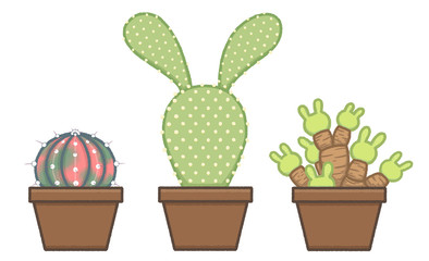 group of 2D cute pastel cactus illustration