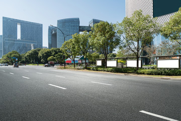 Highway and Modern Urban Architecture in Qiantang River New Town, Hangzhou, China