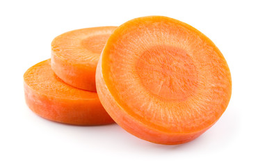 Carrot slices. Carrots. Carrot slices isolated on white. Full depth of field.