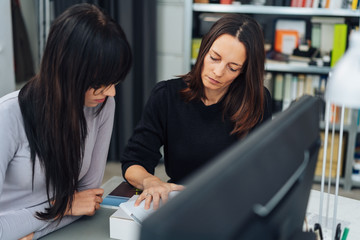 Two female business colleagues working together