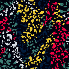 Bright seamless pattern with leopard print. Color leopard texture. Animal pattern.