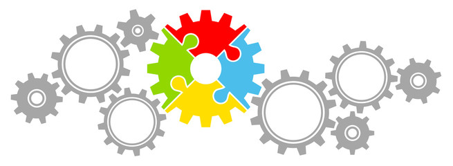 Gears Border Graphics Puzzle Grey/Color