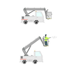 Aircraft deicer truck. Vector illustration illustration isolated on white.