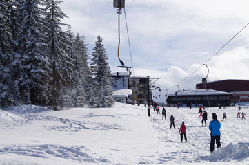 A ski lift pole