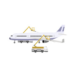 Aircraft deicing. Vector illustration illustration isolated on white.