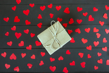 Gift boxes on wooden table