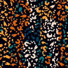 Bright seamless pattern with leopard print. Color leopard texture. Animal pattern.