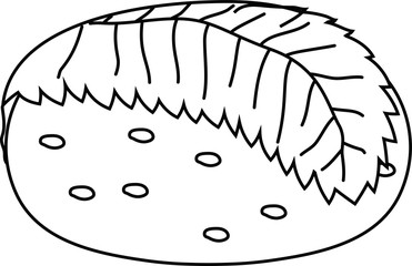 Bean paste rice cake wrapped in a cherry leaf outline