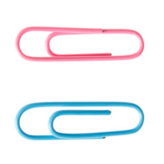Multicolored paper clips isolated on white background