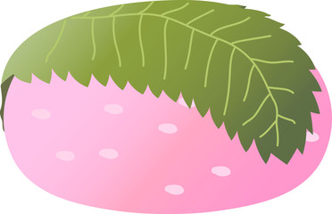 Gradation Bean paste rice cake wrapped in a cherry leaf