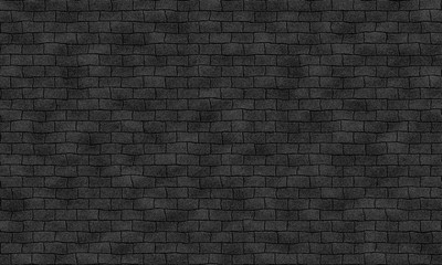 Seamless dark black brick wall tile able pattern. Uneven shape. For interior, exterior render material mapping. 