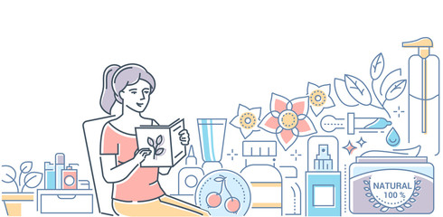 Organic cosmetics- modern line design style illustration