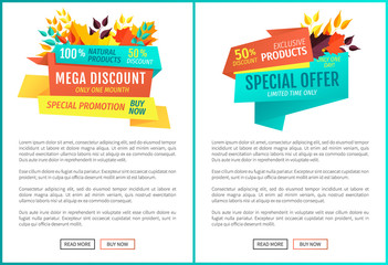 Natural Product Mega Discount Vector Illustration