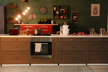 Stylish interior of modern kitchen