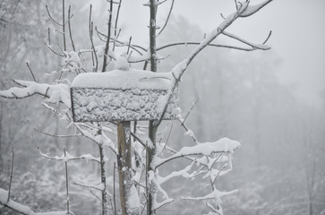Verschneite Verkehrsschilder