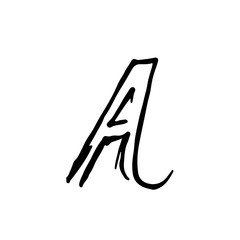 Grunge tire letter A. Unique off road isolated lettering in a black colour. Vector illustration.