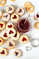 Traditional Linzer cookie with strawberry jam