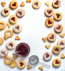 Traditional Linzer cookie with strawberry jam