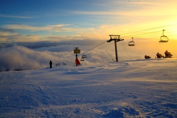 ski lift in the winter