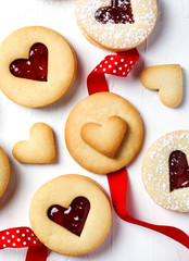 Traditional Linzer cookie with strawberry jam