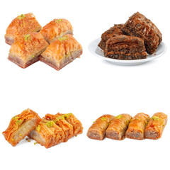  Turkish delight sweets collage isolated on white